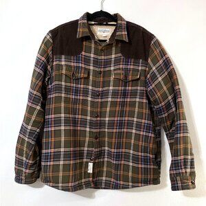 Field & Stream Men's Plaid Quilted Button Down Flannel Sherpa Shacket | Large